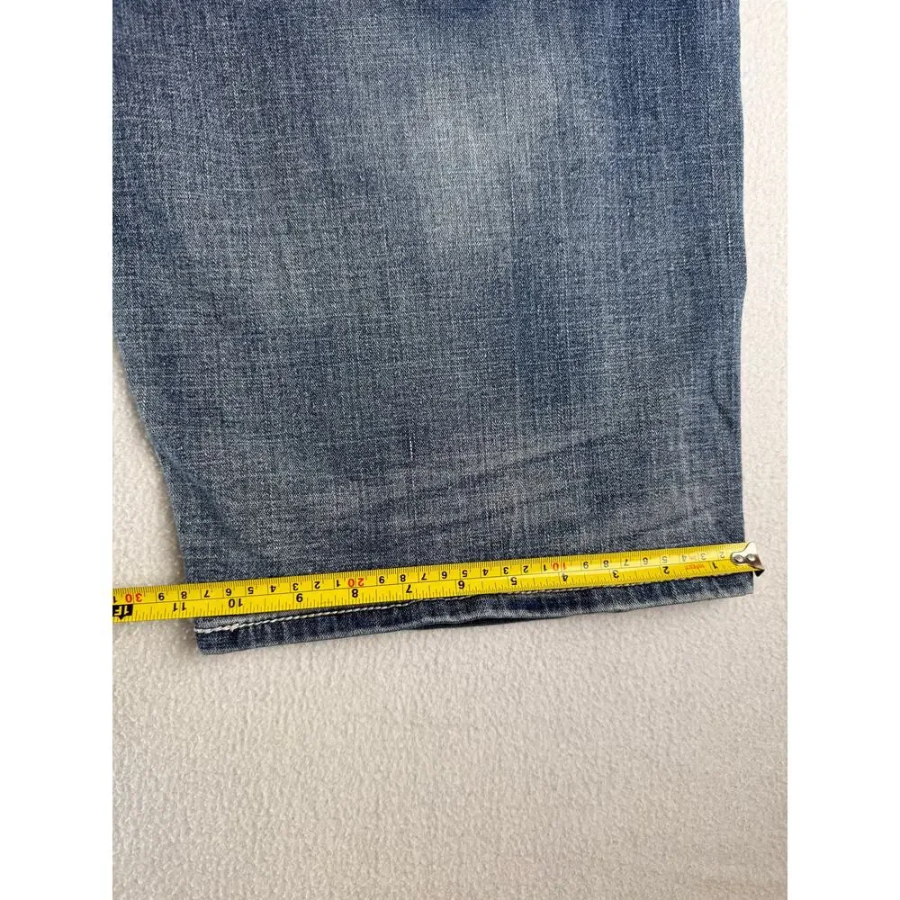 Monarchy Collection Men’s Size 40 Blue Denim Long Shorts Embroidered Distressed